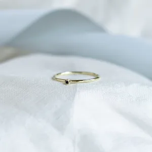 Gold minimalist ring with black diamond BRUNO Thumbnail