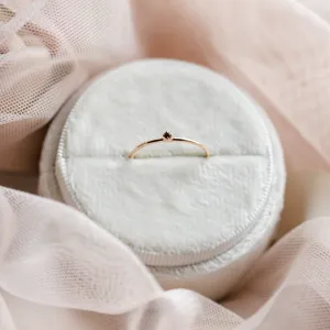 Gold minimalist ring with black diamond BRUNO Thumbnail