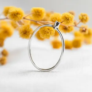 Gold minimalist ring with black diamond BRUNO Thumbnail
