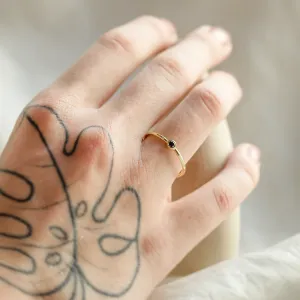 Minimalist ring with black diamond BLAIZE Thumbnail