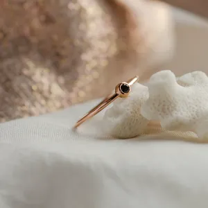 Minimalist ring with black diamond BLAIZE Thumbnail