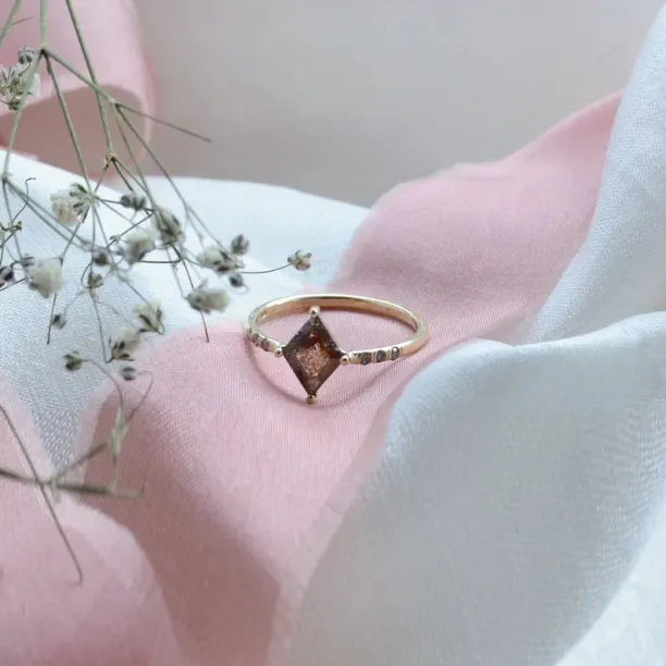 Original ring with salt'n'pepper diamond JACKIE