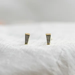 Náušnice GIGI se zúženými baguette salt and pepper diamanty