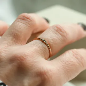 Gold ring with tapered baguette gray diamond GERRY Thumbnail