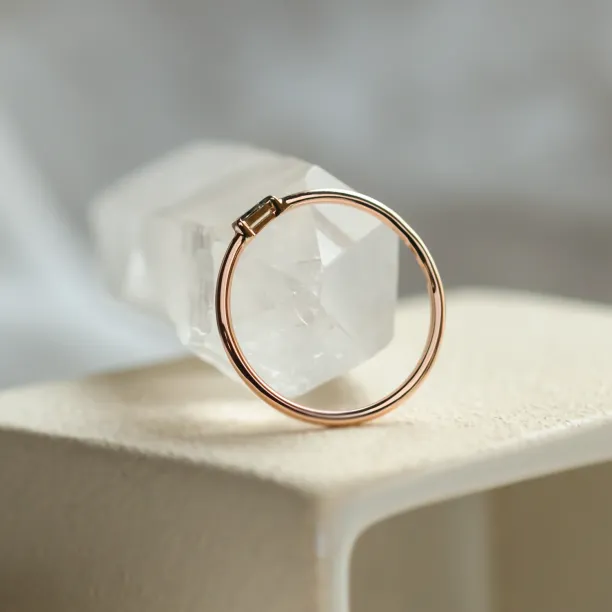 Gold ring with tapered baguette gray diamond GERRY Image