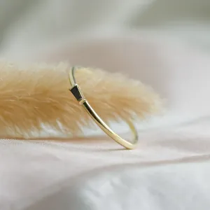 Gold ring with tapered baguette gray diamond GERRY Thumbnail
