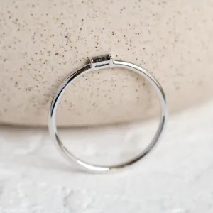 Gold ring with baguette salt'n'pepper diamond TORRE Thumbnail