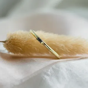 Gold ring with baguette salt'n'pepper diamond TORRE Thumbnail