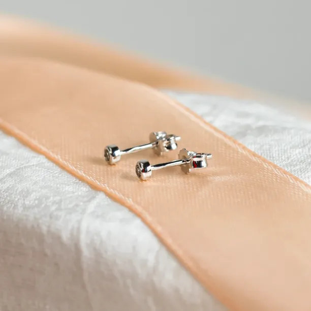 ANISE minimalist salt and pepper diamond earrings, angled view of the pair