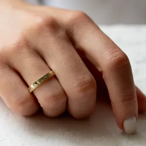 Wedding bands with mountains engraving and diamond HIKE Thumbnail