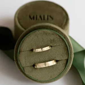 Wedding bands with mountains engraving and diamond HIKE Thumbnail