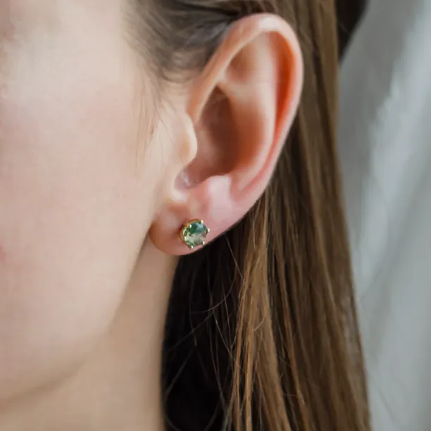 Gold earrings with moss agate REBE Image