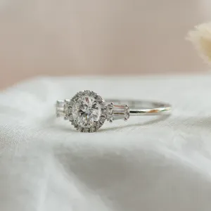 Engagement halo ring with moissanites NORA Thumbnail