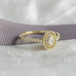 Double halo engagement ring with moissanites ELEANOR Thumbnail