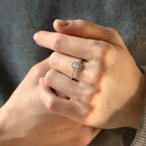 Double halo engagement ring with moissanites ELEANOR Thumbnail
