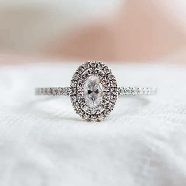 Double halo engagement ring with moissanites ELEANOR Image