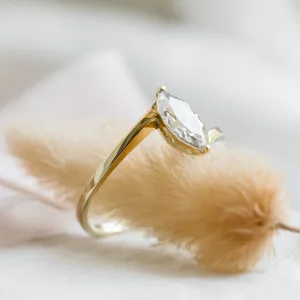 Elegant ring with marquise moissanite CHARLOTTE Thumbnail