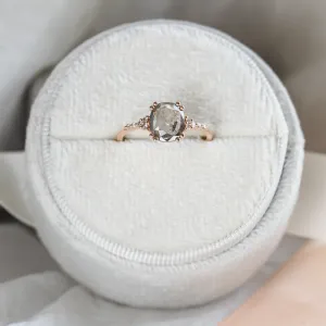 AGNES gold ring with a salt and pepper diamond, shown from above