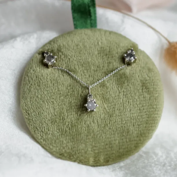 Náhrdelník GREG se salt and pepper diamanty s ladícími náušnicemi