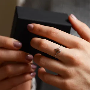 Unique gold engagement ring with pear salt and pepper diamond BEX Thumbnail