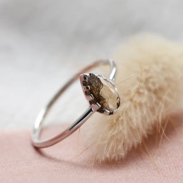 Unique gold engagement ring with pear salt and pepper diamond BEX Image