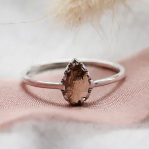 Unique gold engagement ring with pear salt and pepper diamond BEX Thumbnail
