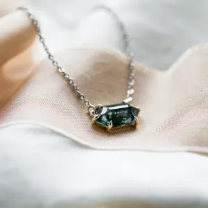 Gold necklace with hexagon moss agate VALINOR Thumbnail