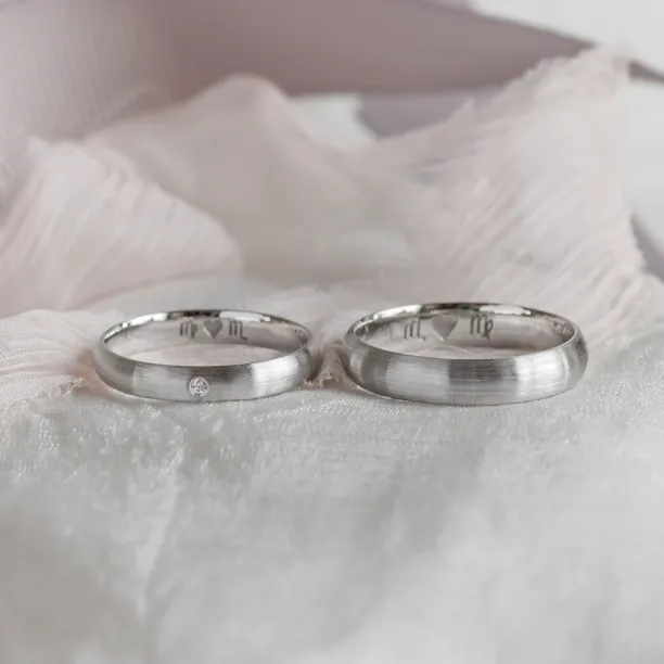 Matt white gold wedding rings with diamond D-SHAPE MOAB Image