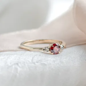 Gold ring with garnet and salt and pepper diamonds DRAGON Thumbnail