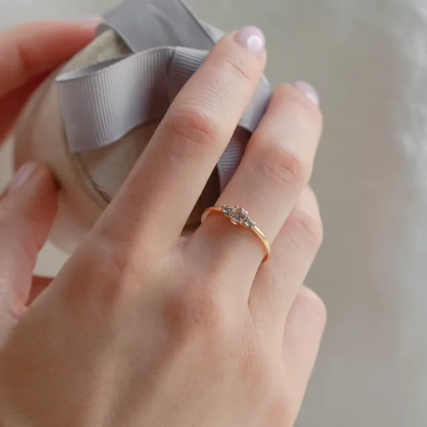 Gold ring with morganite and salt and pepper diamonds DUSTY Image