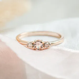 Gold ring with morganite and salt and pepper diamonds DUSTY Thumbnail