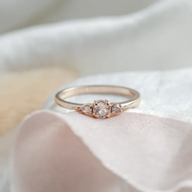 Gold ring with morganite and salt and pepper diamonds DUSTY Image
