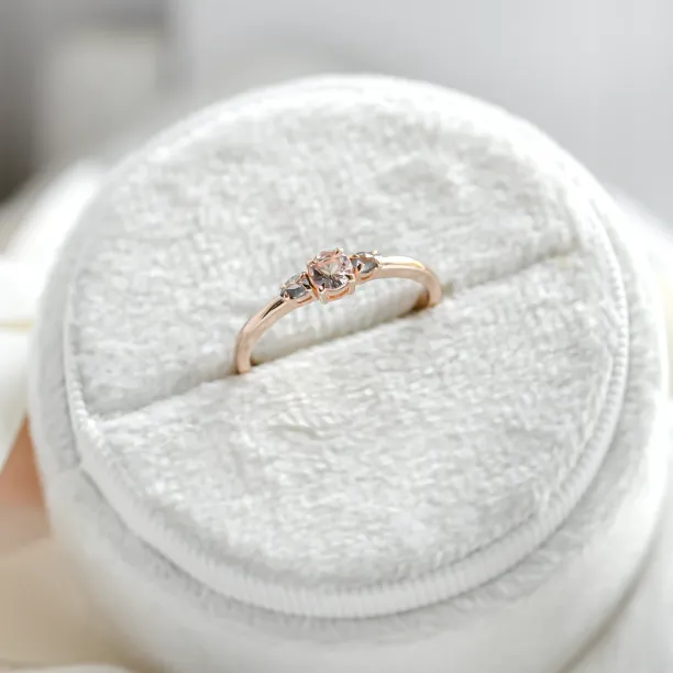 Gold ring with morganite and salt and pepper diamonds DUSTY Image