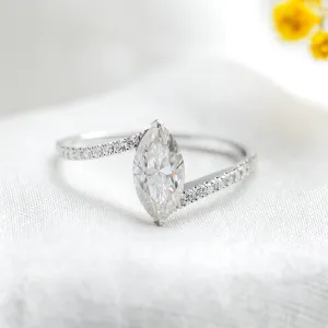 Engagement ring with marquise moissanite ELEGY Thumbnail