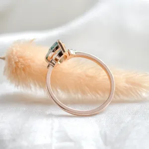 Unusual engagement ring with moss agate and diamonds ALBRUNA Thumbnail
