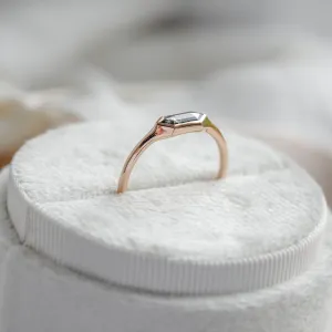 Side profile of the hexagon salt and pepper diamond engagement ring