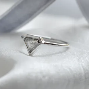 Angled view of the HERO gold ring with a superman salt and pepper diamond
