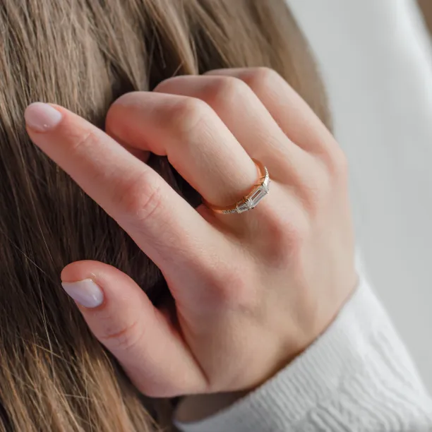 Gold ring in art deco style with moissanites SPENCER Image