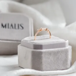 Gold ring in art deco style with moissanites SPENCER Thumbnail