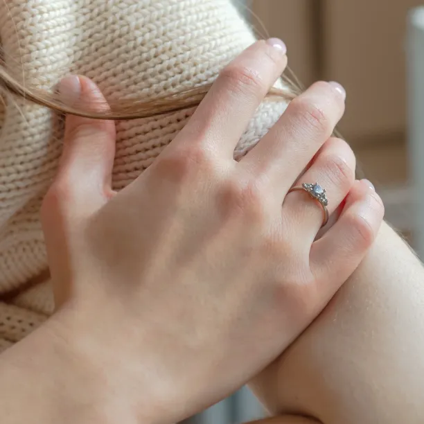 Unique engagement ring with salt and pepper diamonds AURE Image