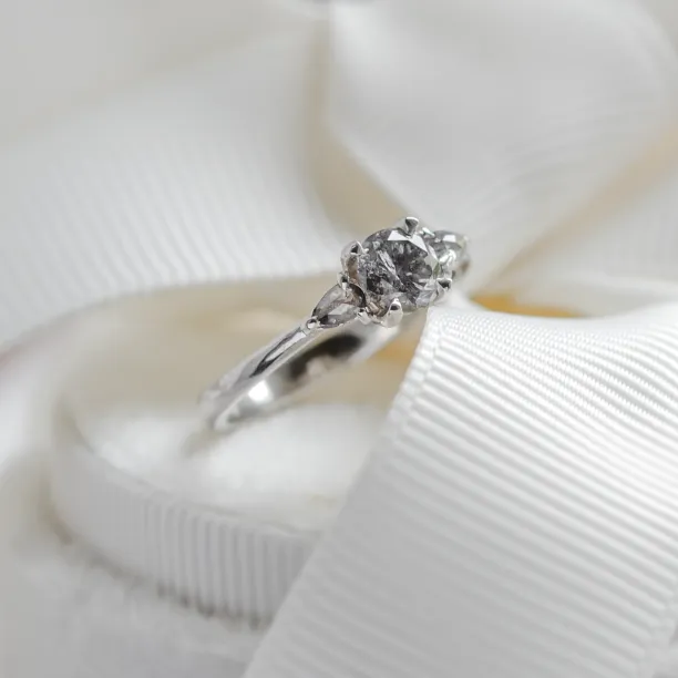 Unique engagement ring with salt and pepper diamonds AURE Image
