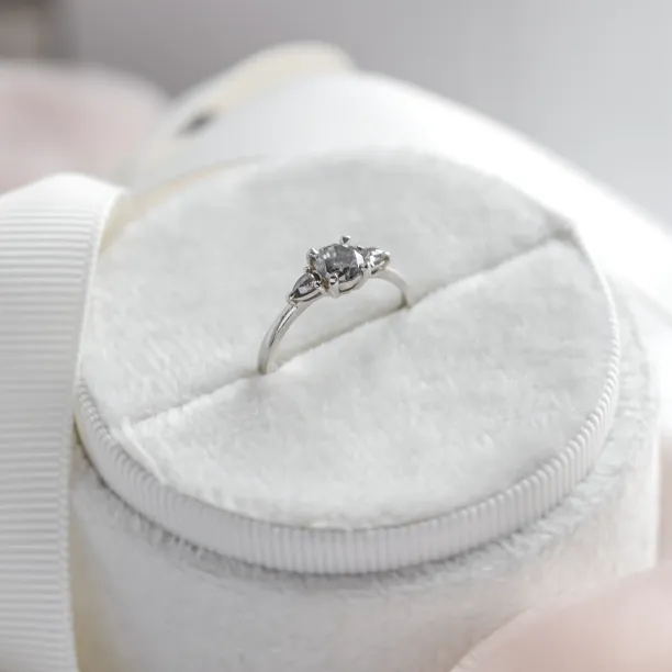 Unique engagement ring with salt and pepper diamonds AURE Image