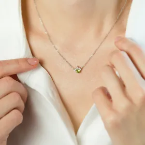 Gold necklace with peridot and diamonds LIME Thumbnail