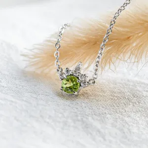 Gold necklace with peridot and diamonds LIME Thumbnail