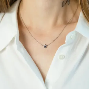 Gold necklace with london blue topaz and diamonds LAMBETH Thumbnail