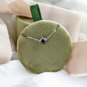 Gold necklace with london blue topaz and diamonds LAMBETH Thumbnail