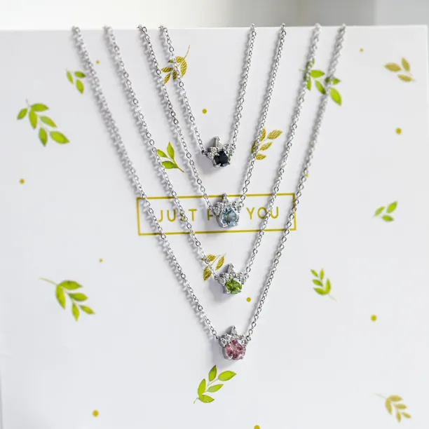 Gold necklace with london blue topaz and diamonds LAMBETH Image