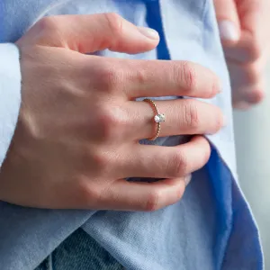 Minimalist beaded ball ring with moissanite CARLIN