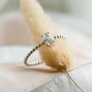 Minimalist beaded ball ring with moissanite CARLIN Thumbnail