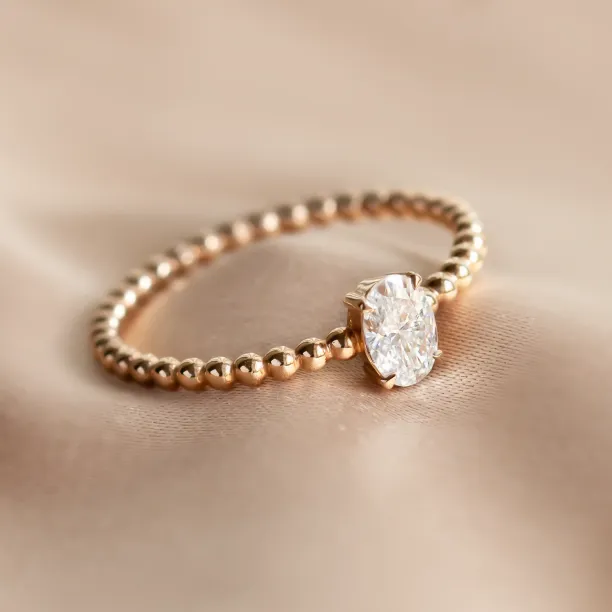 Minimalist beaded ball ring with moissanite CARLIN Image